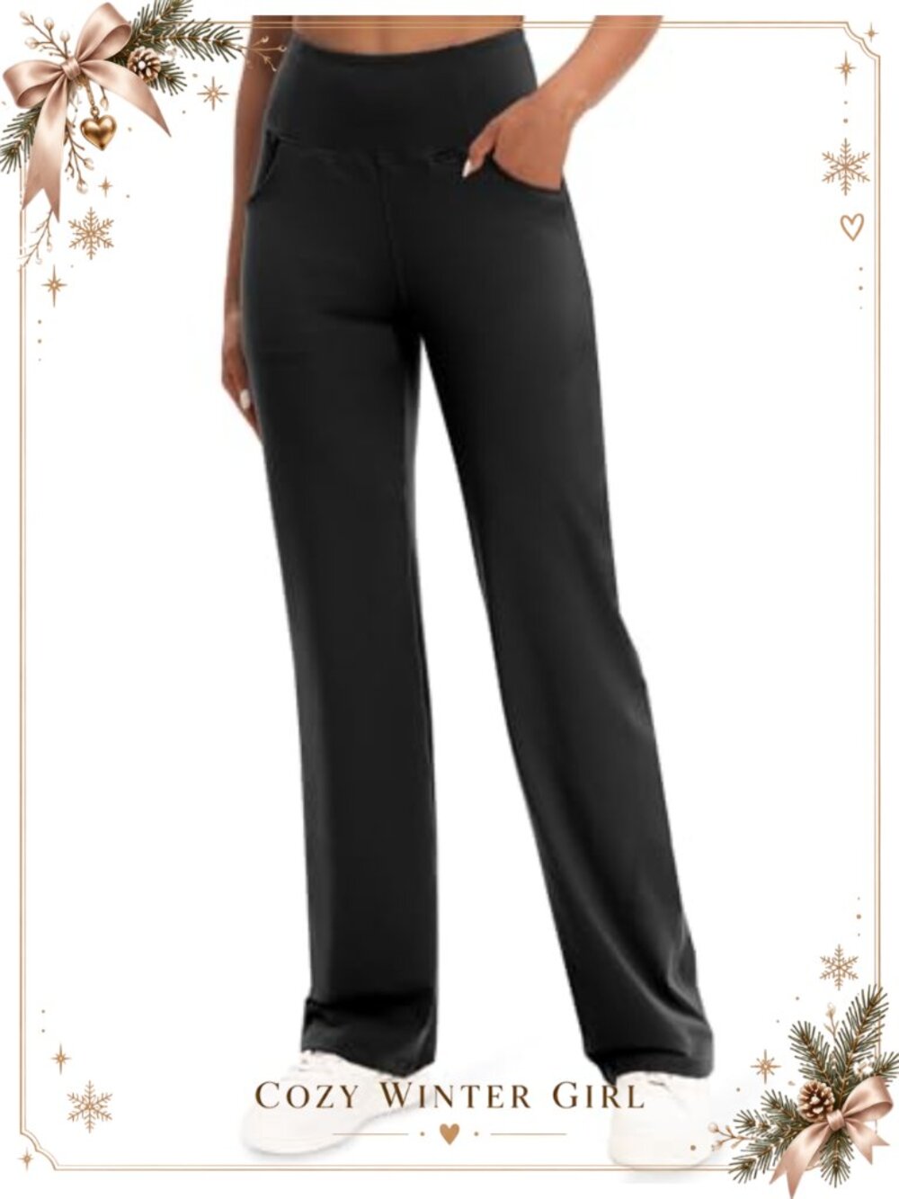Yoga Pants Women High Rise Tummy Control Straight Leg 4 Pockets Pull On Casual